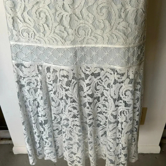 Tadashi Shoji Ivory and Ice trumpet strapless formal gown lace Size 8 - Picture 9 of 15